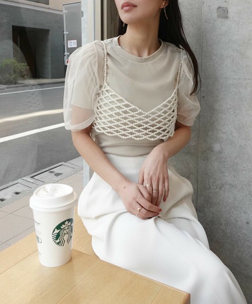最新作 即完売品 ANDMARY ポピーチェックトップス ベージュ andmary Poppy check tops ポピーチェックトップス