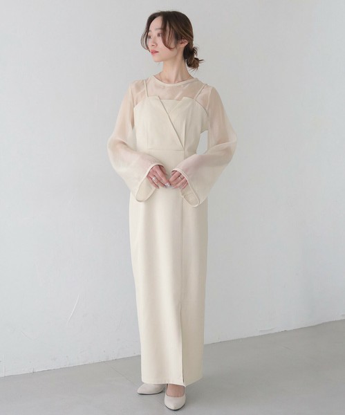 新品未使用 【CLEIO】  結婚式 タイトキャミワンピース シースルーセット SALE】-オケージョン/結婚式- タイトキャミワンピース