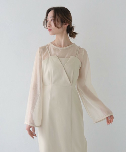 新品未使用 【CLEIO】  結婚式 タイトキャミワンピース シースルーセット SALE】-オケージョン/結婚式- タイトキャミワンピース