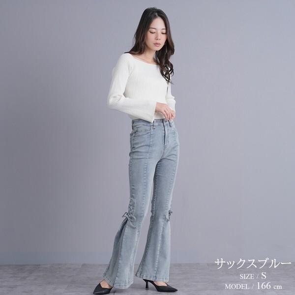 moussy マウジー デニム フレア ストレッチ 24inch ハイウエスト