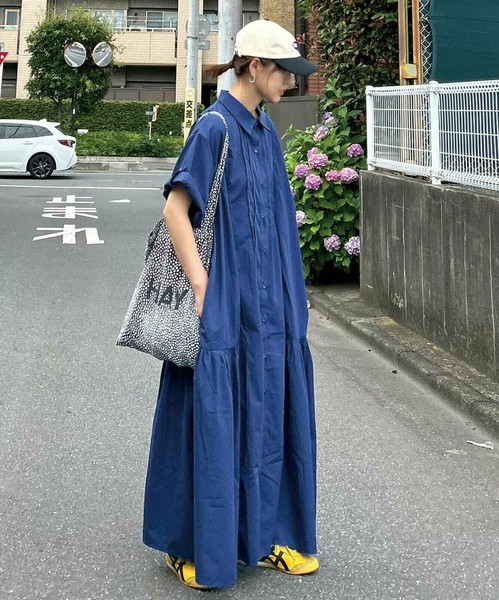 ギャザーデザイン配色シャツ UNFILO｜【新色追加】ギャザーワイドシャツ | Rakuten Fashion