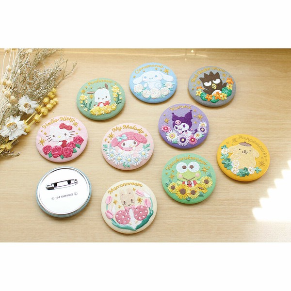 サンリオトレーディング花言葉刺繍缶バッジ　12個 サンリオキャラクターズ トレーディング花言葉刺繍缶バッジ 12個