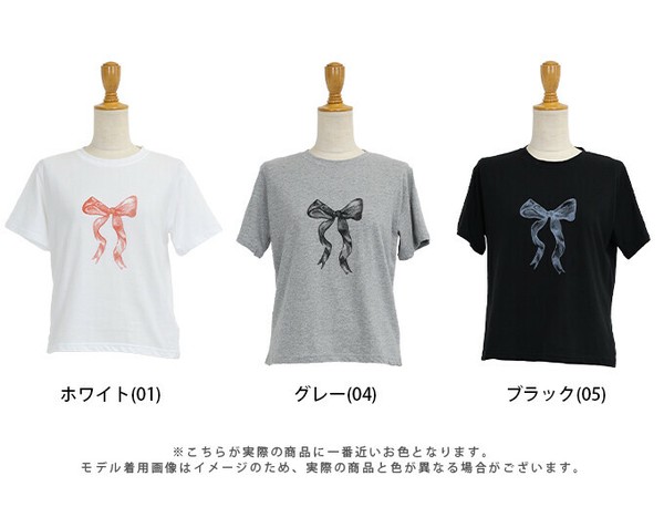 2024新作【ビッグリボンプリントTシャツ】トップス カットソーの