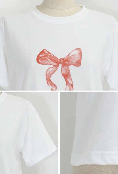 2024新作【ビッグリボンプリントTシャツ】トップス カットソーの