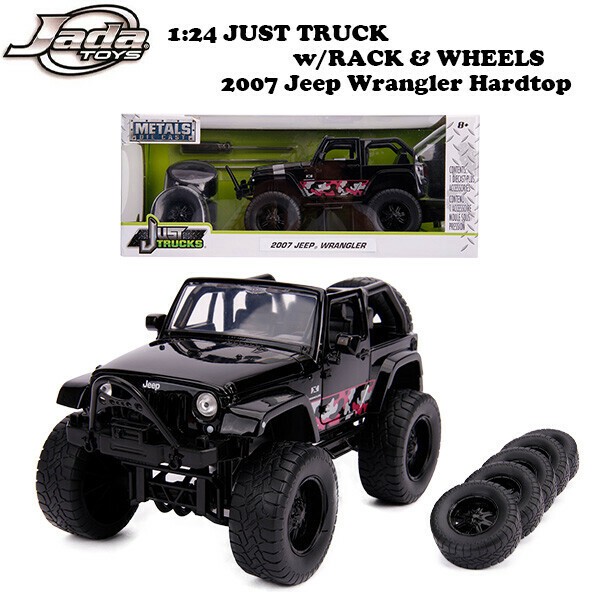 JADATOYS 1:24 JUST TRUCKS w/RACK & WHEELS 2007 Jeep Wrangler