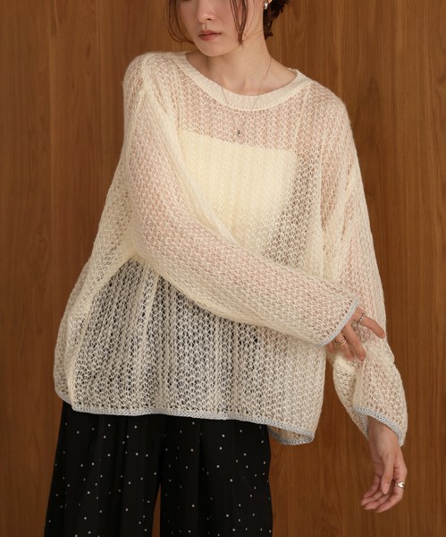 海外最新 Pullover Knit Sweater/Knitwear Knit Import | Openwork Tops トップス