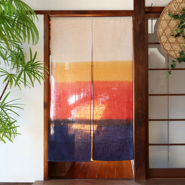 RE ARRIVAL/再入荷 のれん 暖簾 日和 麻混段ぼかし 85X150cm 目隠し っぽくっ 暖簾（のれん）