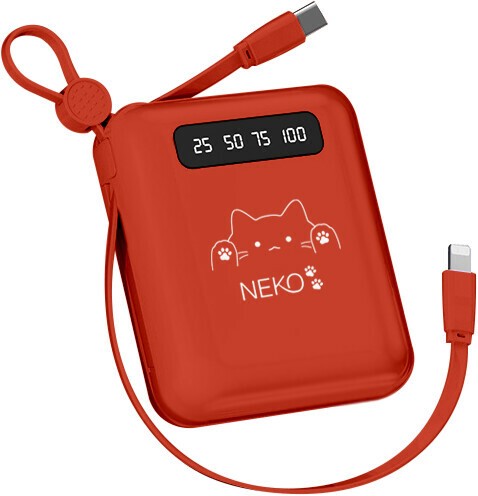 NK-409 NEKO ケーブル内蔵超ミニモバイルバッテリー6000mAhの NK-409 NEKO ケーブル内蔵超ミニモバイルバッテリー6000mAhの