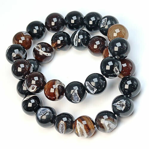 Gemstone Bracelet Garnet black 14mm | Import Japanese