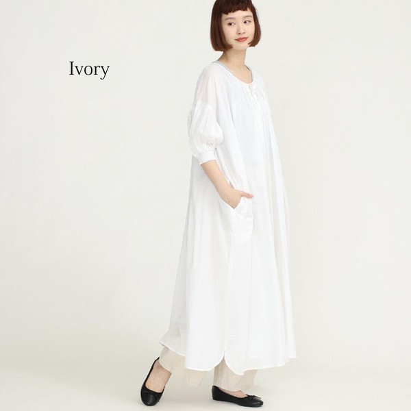 sale【春夏】キャブリック2way7分袖ギャザーワンピース2025新作