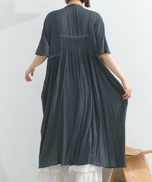 ストレッチコットンワンピース Gauze#(ガーゼ)コットンスウィッチングギャザーワンピースドレス