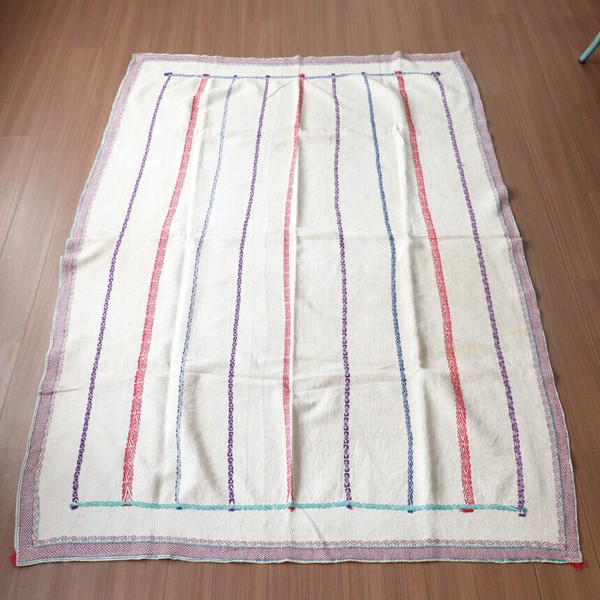 インド カンタ刺繍 ラリーキルト 220×150cm<br>古布ヴィンテージ