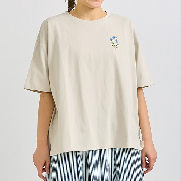 2025 新作】バック花柄プリントTシャツ 綿100％ ゆったり 前後差