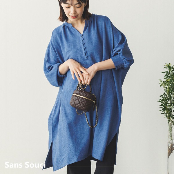 ワンピース　m. sama セール】 【洗える】ストレッチバックサテンジョーゼット A