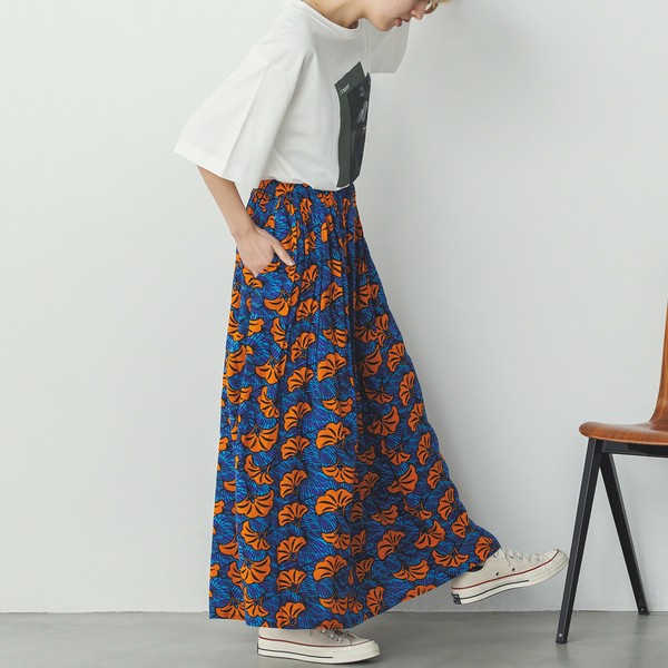 ★2025SS新作★THEAIRTOWN★hiragana vintage skirt Skirt Printed Flare Skirt Spring/Summer Rayon [2025 NEW