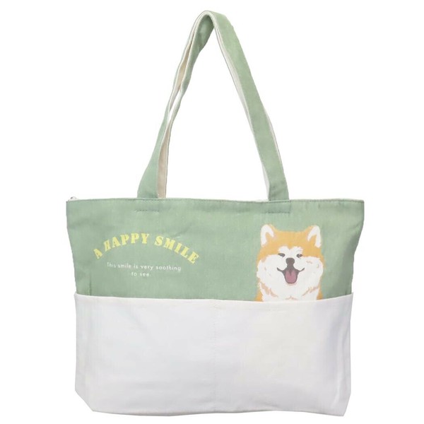 【完売】  トートバッグ】ファスナー付きポケット横型トートバッグ きなこ パーカッション・打楽器