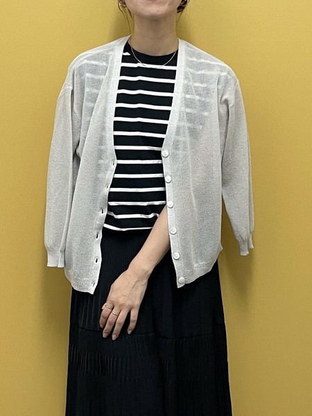 ユイティーム 細ギマ天竺 Vネックカーディガン huitieme nid 2025春夏新作 レディース 国内正規品 ユイティーム 細ギマ天竺 Vネックカーディガン huitieme nid