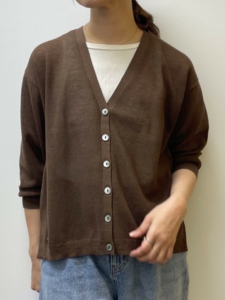 ユイティーム 細ギマ天竺 Vネックカーディガン huitieme nid 2025春夏新作 レディース 国内正規品 ユイティーム 細ギマ天竺 Vネックカーディガン huitieme nid