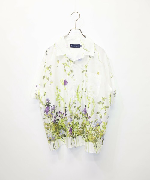ボイル キャンプカラーシャツ プリント入り δ 別注】INDIVIZUALIZED SHIRTS コットン キャンプカラーシャツ