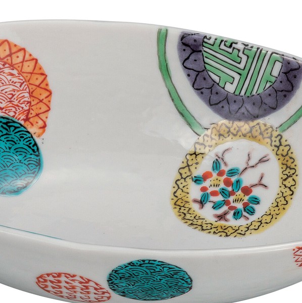 日本の伝統工芸品【九谷焼】 7号鉢 色絵丸紋 (K9-289)の商品