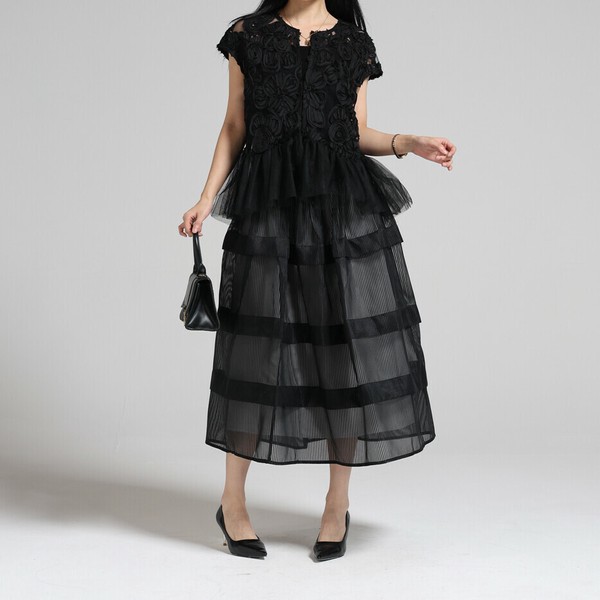 すみてぃ様 Skirt Sheer Stripe Tiered Long Skirt | Import Japanese