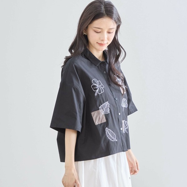 ブラウスの店単品です 2025新作】【M〜L】刺繍モチーフワイドシャツ(N72-172) (1号店