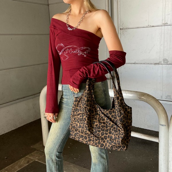 専用❗️694【DamageDENIM✖️leopard✖️ヌビToteBAG】 Mesh Packable Tote Handbag - Shade & Shore™ Leopard Print
