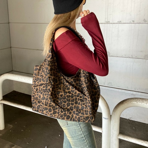 専用❗️694【DamageDENIM✖️leopard✖️ヌビToteBAG】 Mesh Packable Tote Handbag - Shade & Shore™ Leopard Print