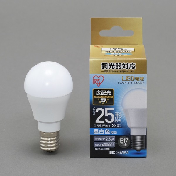 アイリスオーヤマ LED電球 LED電球E17広配光タイプ調光器対応25形昼白色・電球色相当 / 電化製品 生活家電 ライト・照明 電球・蛍光灯