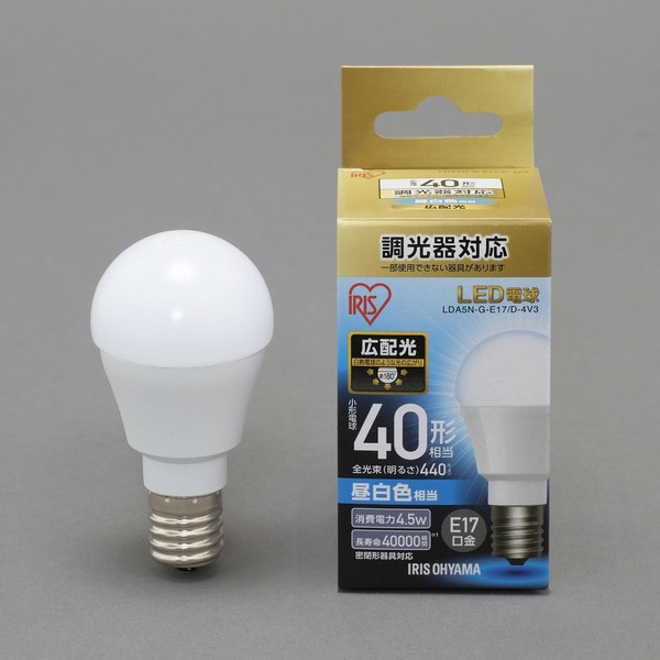 アイリスオーヤマ LED電球 LED電球E17広配光タイプ調光器対応40形昼白色・電球色相当 / 電化製品 生活家電 ライト・照明 電球・蛍光灯