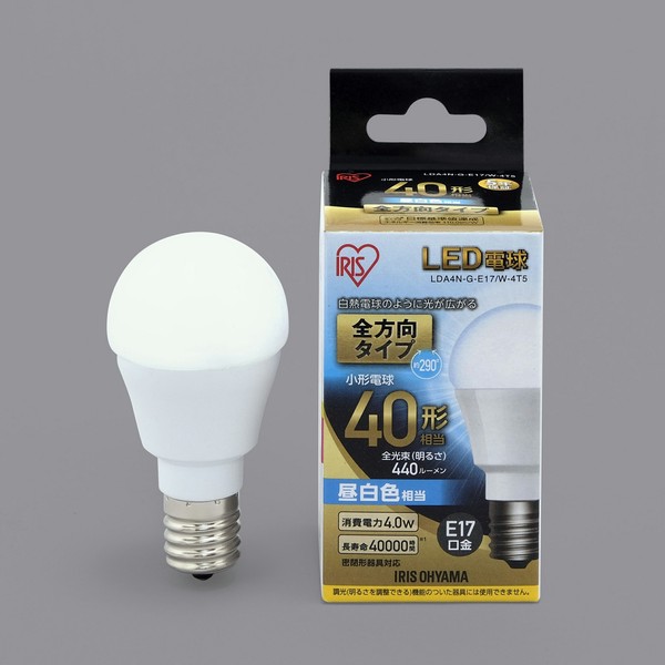 アイリスオーヤマ LED電球 LED電球E17全方向タイプ40形昼白色・電球色相当 / 電化製品 生活家電 ライト・照明 電球・蛍光灯