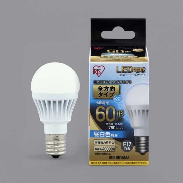 アイリスオーヤマ LED電球 LED電球E17全方向タイプ60形昼白色・電球色相当 / 電化製品 生活家電 ライト・照明 電球・蛍光灯