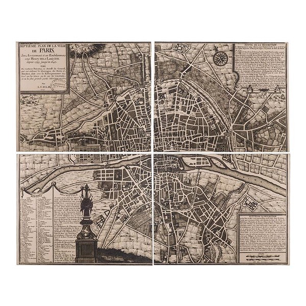 Creative Co-Op Home ウォールアート パリWood Vintage Paris Map Set of 4 / 家具・インテリア インテリアアート アートフレーム