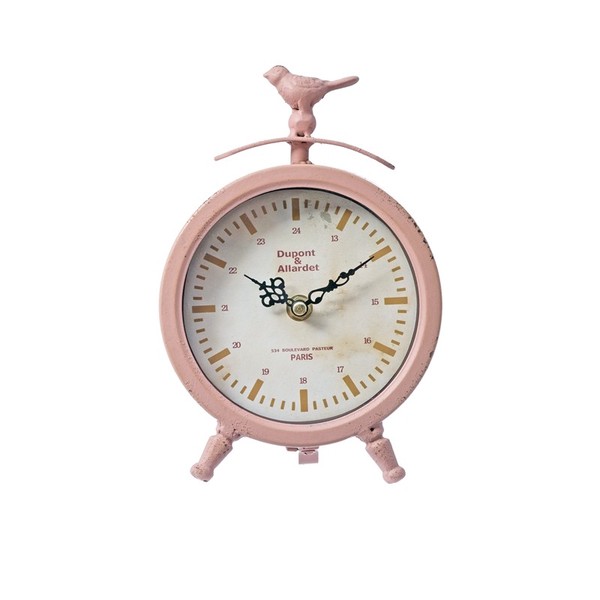 Creative Co-Op Home テーブルクロックMetal ＆ Glass Table Clock w/ Bird Pink / 家具・インテリア 掛置時計