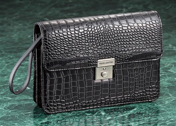 クロコ 型押し セカンドバッグ ブラック ペレバレンチノ / ファッション バッグ・財布