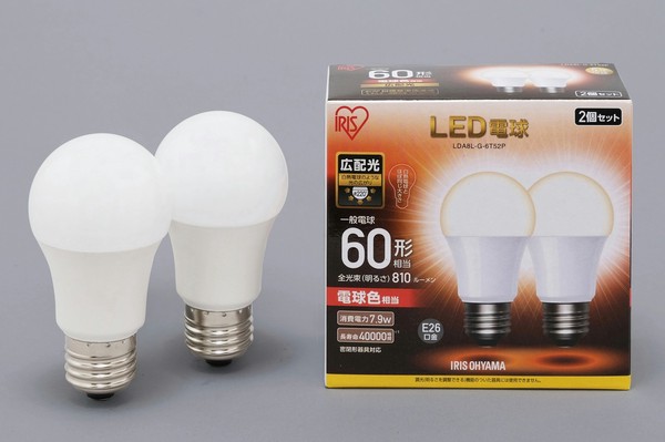 アイリスオーヤマ 照明 LED電球 LED電球 E26 2P 広配光タイプ 電球色 60形相当(810lm) / 電化製品 生活家電 ライト・照明 電球・蛍光灯