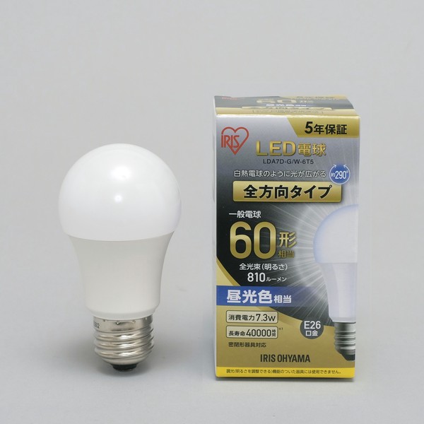 アイリスオーヤマ 照明 LED電球 LED電球 E26 全方向タイプ 昼光色 60形相当(810lm) / 電化製品 生活家電 ライト・照明 電球・蛍光灯