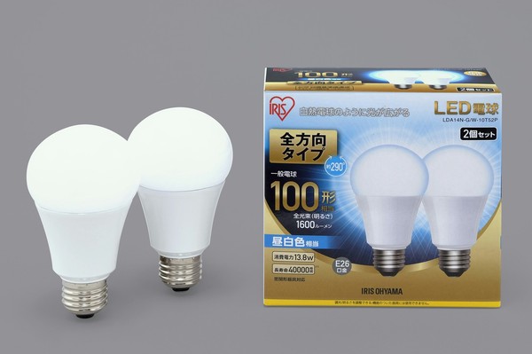 アイリスオーヤマ 照明 LED電球 LED電球 E26 2P 全方向タイプ 昼白色 100形相当(1600lm) / 電化製品 生活家電 ライト・照明 電球・蛍光灯