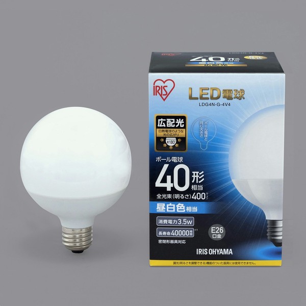アイリスオーヤマ 照明 LED電球 LED電球 E26 ボール球タイプ 昼白色 40形相当(400lm) / 電化製品 生活家電 ライト・照明 電球・蛍光灯