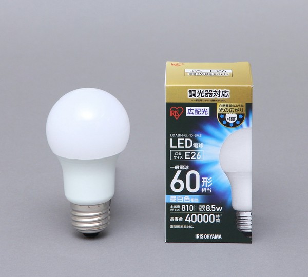 アイリスオーヤマ 照明 LED電球 LED電球広配光 調光 昼白色60形相当(810lm) / 電化製品 生活家電 ライト・照明 電球・蛍光灯