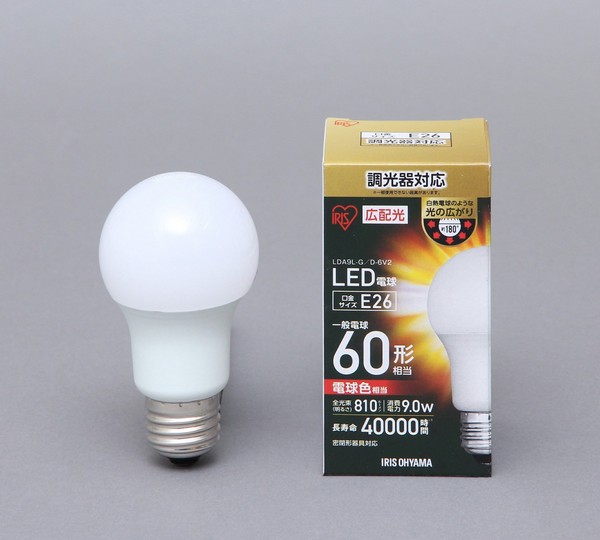 アイリスオーヤマ 照明 LED電球 LED電球広配光 調光 電球色60形相当(810lm) / 電化製品 生活家電 ライト・照明 電球・蛍光灯