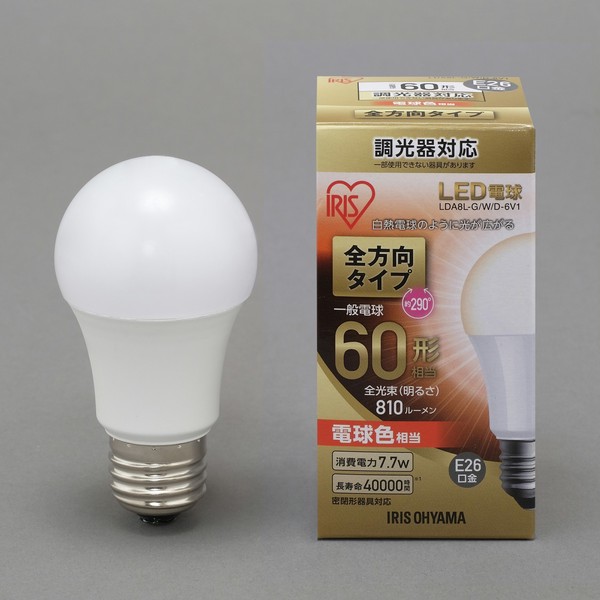 アイリスオーヤマ 照明 LED電球 LED電球 E26 調光 全方向タイプ 電球色 60形相当(810lm) / 電化製品 生活家電 ライト・照明 電球・蛍光灯
