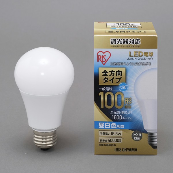 アイリスオーヤマ 照明 LED電球 LED電球 E26 調光 全方向タイプ 昼白色 100形相当(1600lm) / 電化製品 生活家電 ライト・照明 電球・蛍光