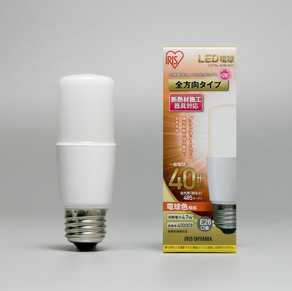 アイリスオーヤマ 照明 LED電球 LED電球 E26 T形 全方向タイプ 電球色 40形相当(485lm) / 電化製品 生活家電 ライト・照明 電球・蛍光灯