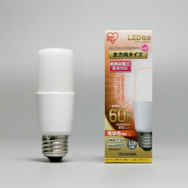 アイリスオーヤマ 照明 LED電球 LED電球 E26 T形 全方向タイプ 電球色 60形相当(810lm) / 電化製品 生活家電 ライト・照明 電球・蛍光灯