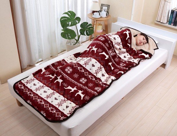 ノルディック柄もこもこ寝袋毛布 / 家具・インテリア 寝具