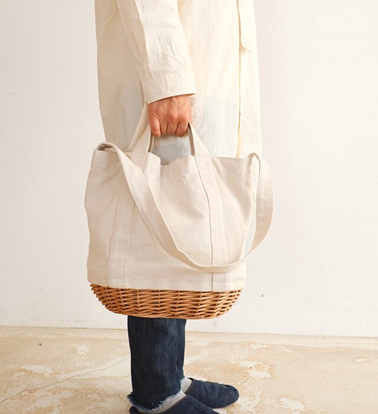 柳キャンバスバッグ Lサイズ 3色 CARMELINA [*かごバッグ/カゴ*] / ファッション バッグ・財布 トートバッグ