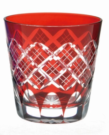 ≪伝統の江戸切子≫ 重ね矢来 オールドグラス 赤 ウイスキー ロックグラス 酒 / 生活雑貨 食器・キッチン グラス・コップ・タンブラー