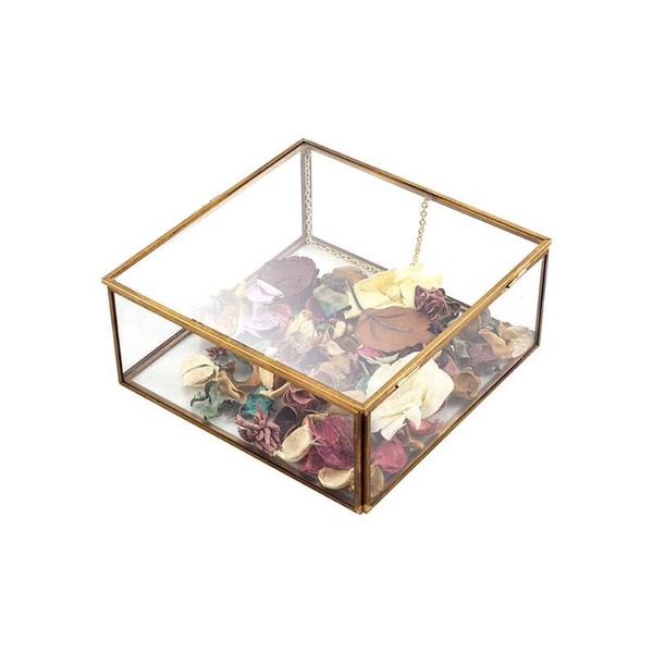 Creative Co-Op Home ガラスボックス スクエアBrass Edge Storage Box Gold S / 家具・インテリア インテリア雑貨 収納小物 小物入れ