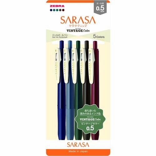 Zebra Sarasa Clip Gel Pen 0.5 - Vintage Colours A